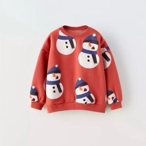 Zara - Snowman Crewneck Sweatshirt - 12-18 Months